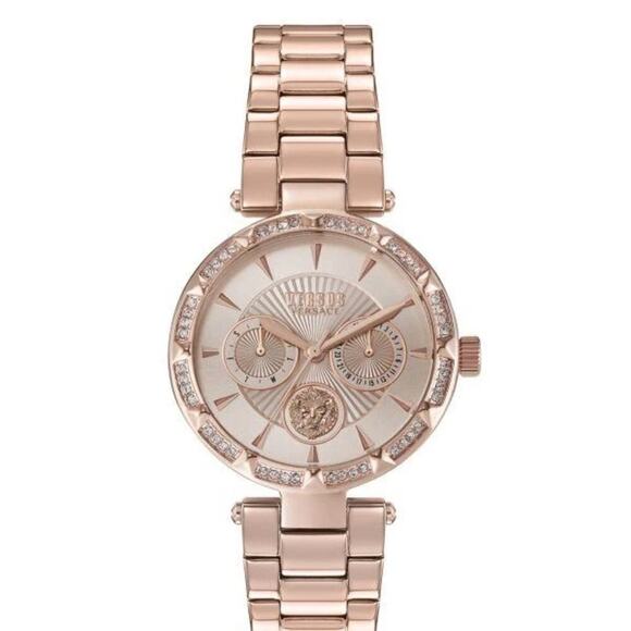 VERSUS VERSACE Swarovski Crystal & Rose Goldtone Stainless Steel Bracelet - NWT - Picture 1 of 4